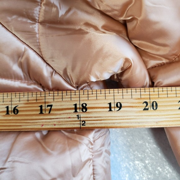 MinkPink Hooded Puffer Jacket Women XS Full Zip Long Sleeve Pockets Gold - Picture 9 of 15